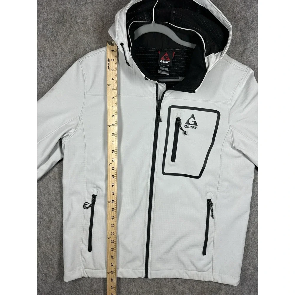 Gerry Softshell Jacket Mens Large Hooded Full Zip Gray Outdoor‎ 1791630